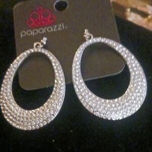 Paparazzi Dazzling Silver Teardrop Earrings